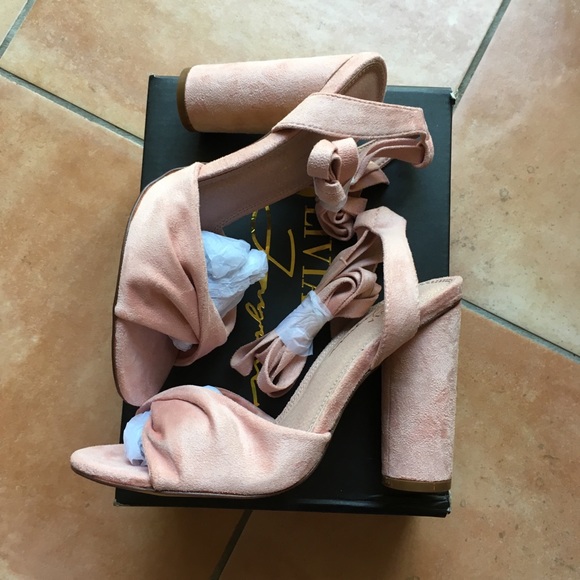 Lulus Shoes - NIB lulu’s soft pink faux vegan suede wrap heels